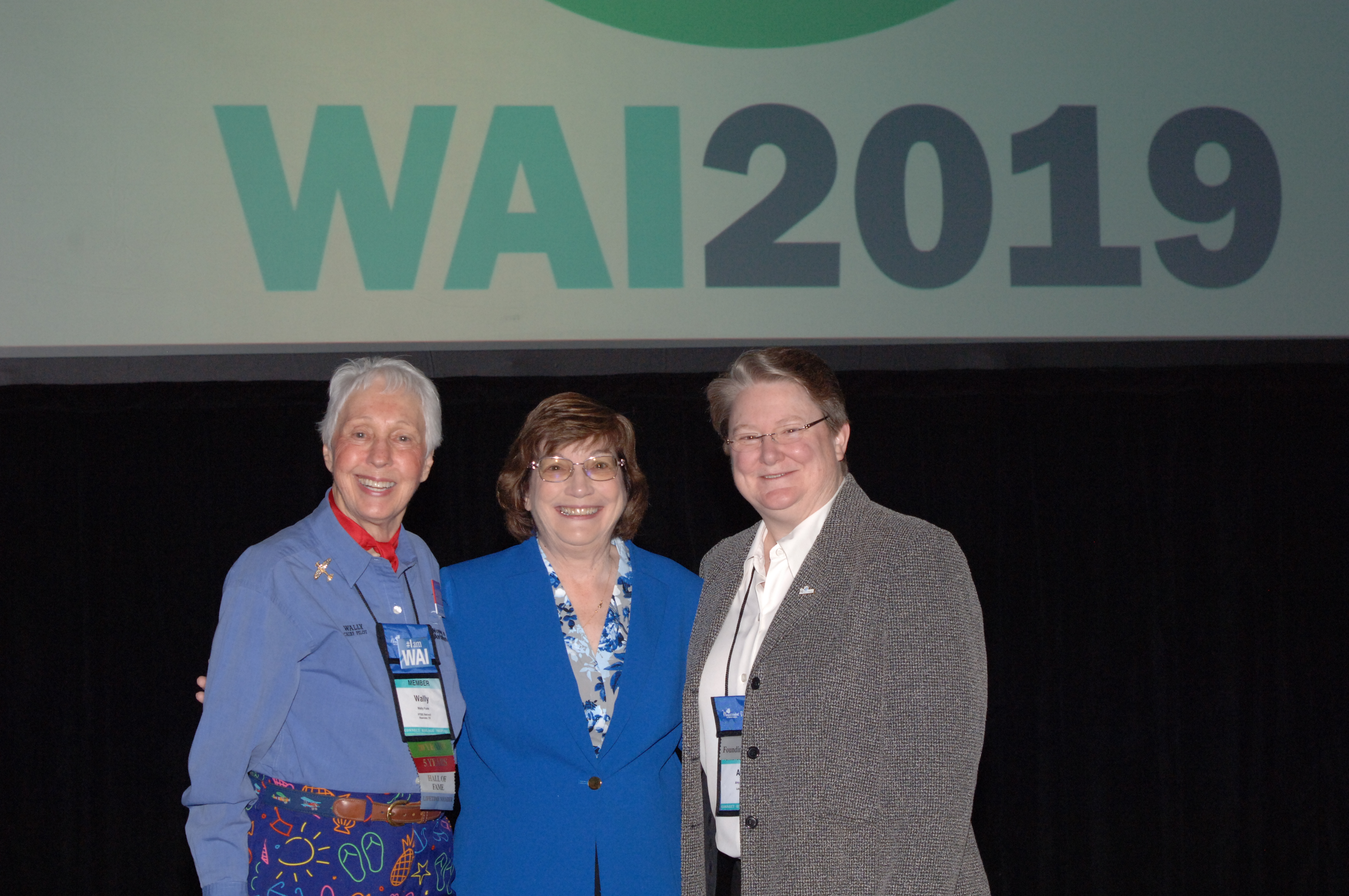 30 year WAI attendees Wally Funk, Peggy Chabrian, and Amy Carmien